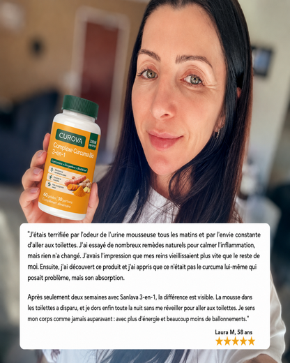 Curova Curcuma Bio™ 2250 mg | Formule sans oxalates pour soutenir la santé rénale