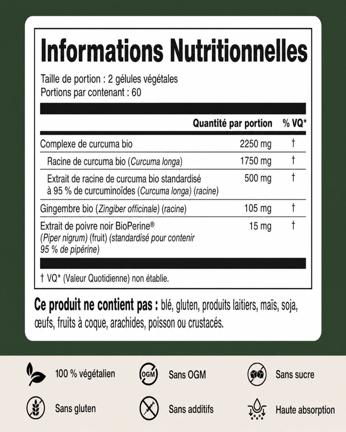 Curova Curcuma Bio™ 2250 mg | Formule sans oxalates pour soutenir la santé rénale