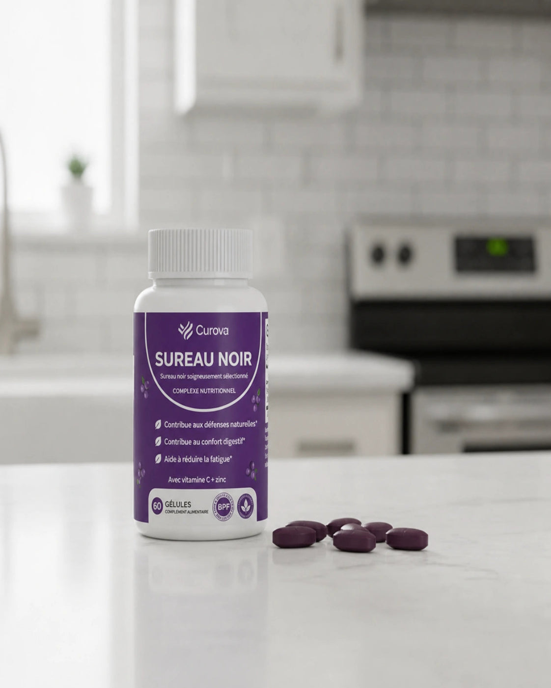 Curova – Complexe confort digestif au sureau noir, zinc et vitamine C – Complément alimentaire