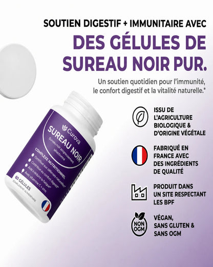 Curova – Complexe confort digestif au sureau noir, zinc et vitamine C – Complément alimentaire
