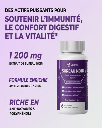 Curova – Complexe confort digestif au sureau noir, zinc et vitamine C – Complément alimentaire