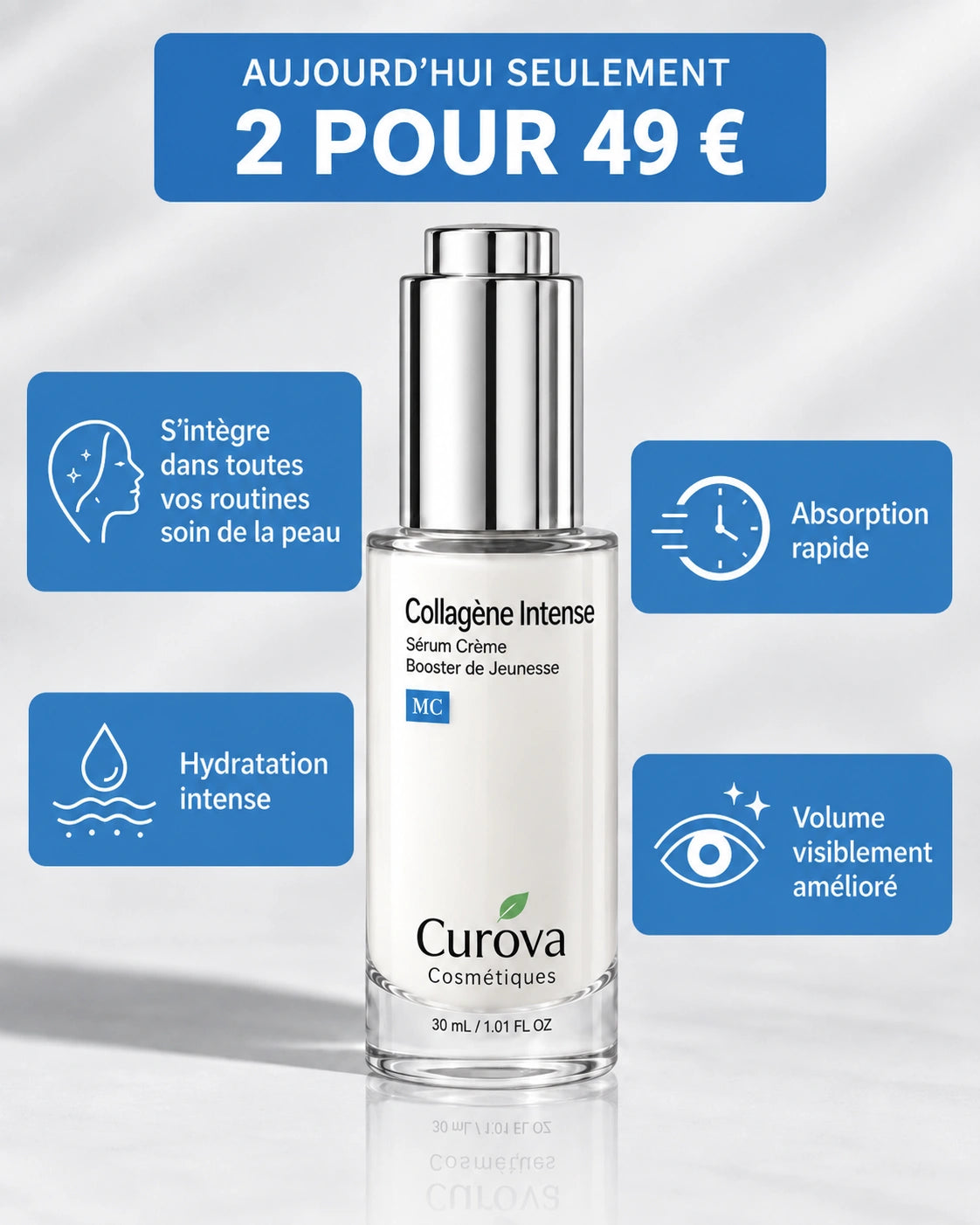 Curova™ Volufiline | Sérum au Collagène Coréen pour Peaux Matures