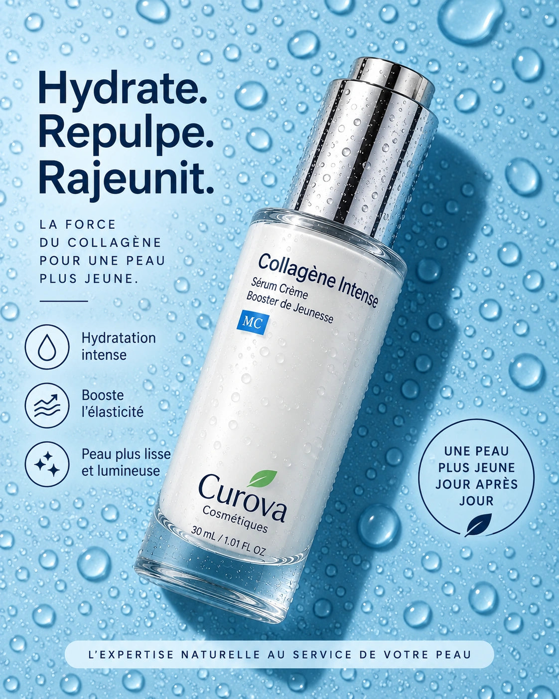 Curova™ Volufiline | Sérum au Collagène Coréen pour Peaux Matures