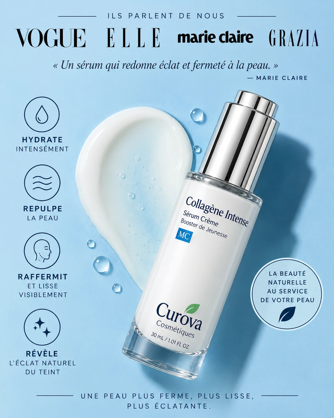 Curova™ Volufiline | Sérum au Collagène Coréen pour Peaux Matures