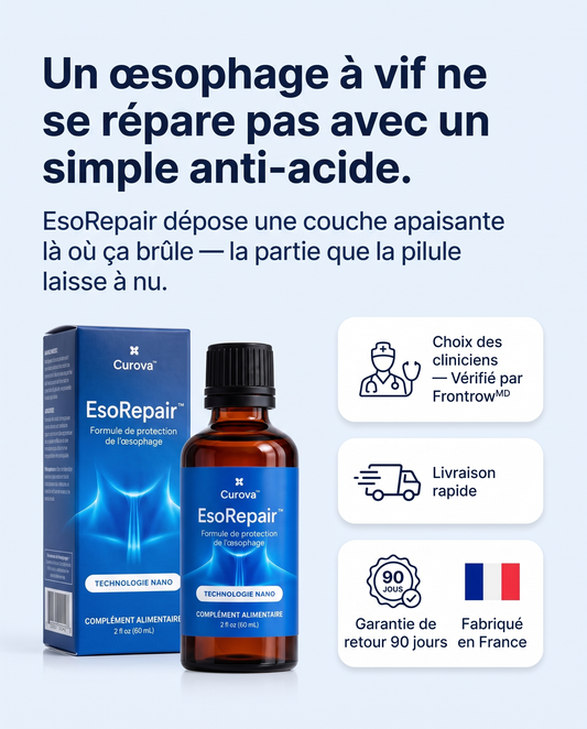 Curova EsoRepair™ — Formule liquide nano pour apaiser et protéger l’œsophage irrité